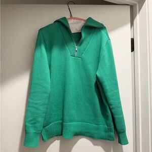 Talbots Emerald Green Zip-Neck Knit Sweater